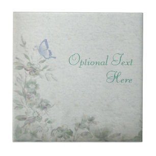 Vintage Floral Blue Wedding Tile