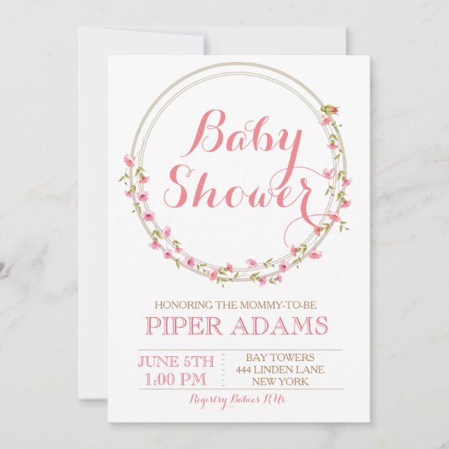 Vintage Floral Blush Baby Shower Invitation (Front)
