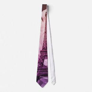 Vintage Floral Bohemian Chic Paris Eiffel Tower Tie