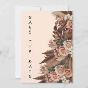 Vintage floral boho pampas grass wedding save the date