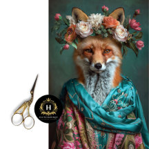 Vintage Floral Boho Queen Fox Decoupage