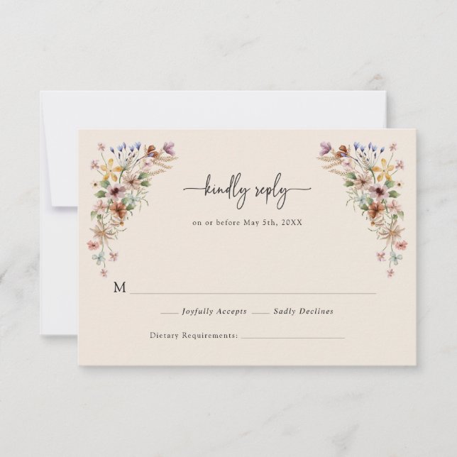 Vintage Floral Boho RSVP Cards (Front)