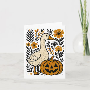 Vintage Floral Boho Silly Goose Pumpkin Cute Hallo Card