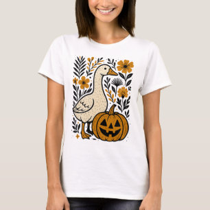 Vintage Floral Boho Silly Goose Pumpkin Cute Hallo T-Shirt