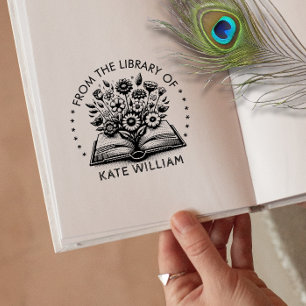 Vintage floral Book From the library of  stamp 