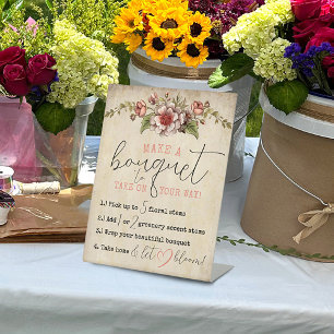 Vintage Floral Books Bridal Shower Flower Bar 2 Pedestal Sign
