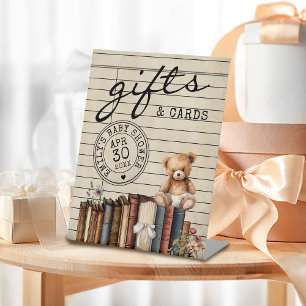 Vintage Floral Books Bridal Shower Gifts & Cards Pedestal Sign