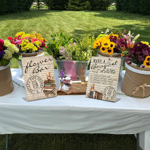 Vintage Floral Books Cute Baby Shower Flower Bar 1 Pedestal Sign