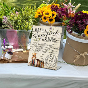 Vintage Floral Books Cute Baby Shower Flower Bar 2 Pedestal Sign