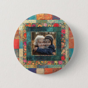 Vintage Floral Border Frame For Your Photos 6 Cm Round Badge