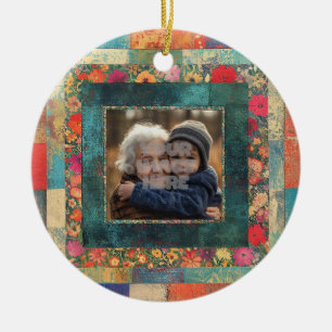 Vintage Floral Border Frame For Your Photos Ceramic Tree Decoration