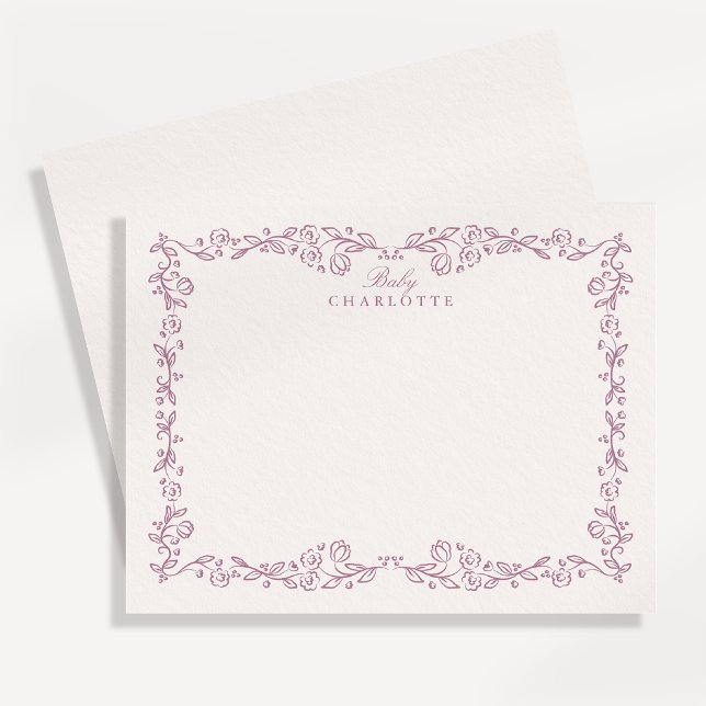 Vintage Floral Border Nursery Note Card (Creator Uploaded)
