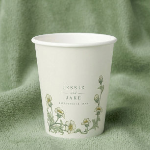 Vintage Floral Border Wedding classic art nouveau Paper Cups