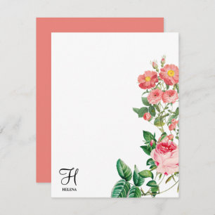 Vintage Floral Botanical Customised Monogram Card