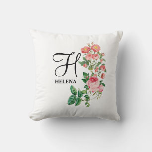 Vintage Floral Botanical Customised Monogram Cushion