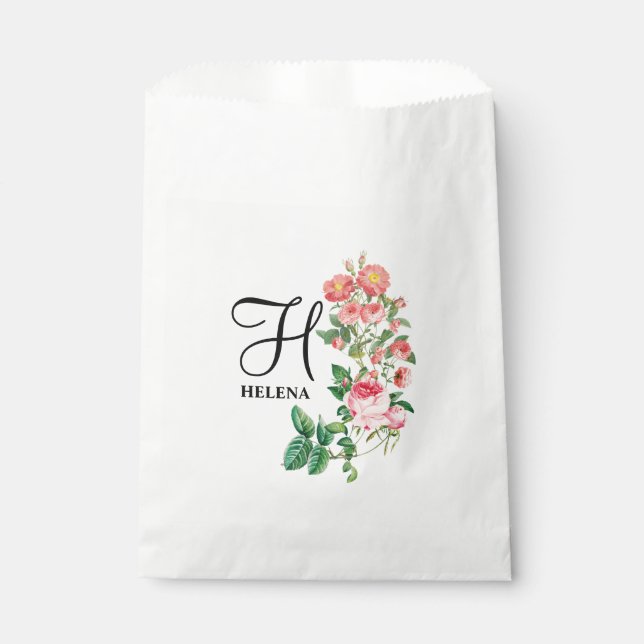 Vintage Floral Botanical Customised Monogram Favour Bags (Front)