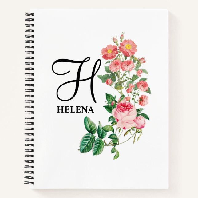 Vintage Floral Botanical Customised Monogram Notebook (Front)