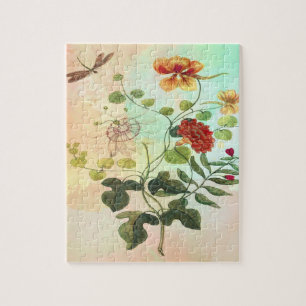 Vintage Floral Botanical Illustration Flowers Art Jigsaw Puzzle