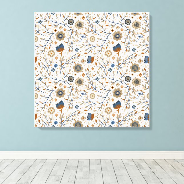 Vintage Floral Botanical Pattern Design Canvas Print (Insitu(Wood Floor))