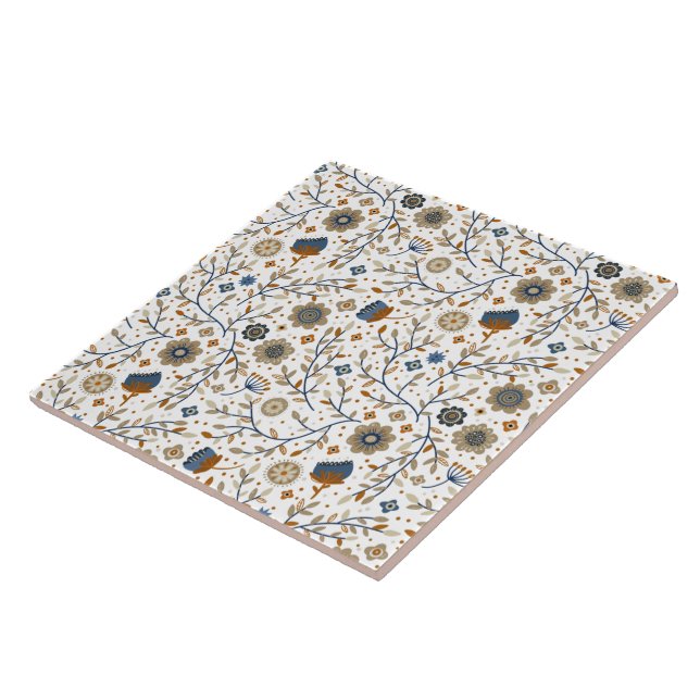 Vintage Floral Botanical Pattern Design Tile (Side)