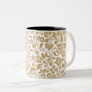 Vintage Floral Botanical Pattern Two-Tone Coffee Mug