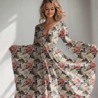 vintage floral botanical peonies pattern fabric