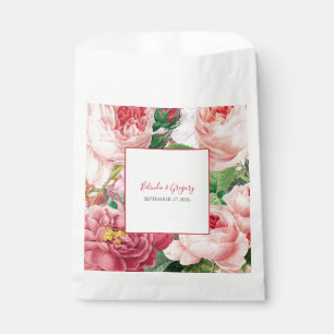 Vintage Floral & Botanical Pink Roses Wedding  Favour Bags