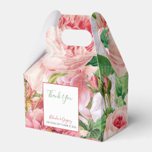 Vintage Floral & Botanical Pink Roses Wedding Favour Box