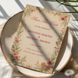 Vintage Floral Botanical Save The Date