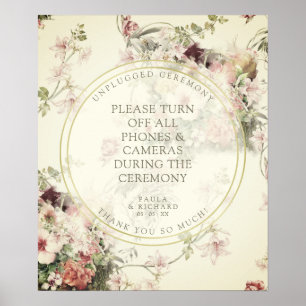 Vintage Floral Botanical Unplugged Wedding Poster