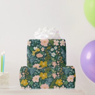 Vintage Floral Botanical Yellow White Watercolor  Wrapping Paper