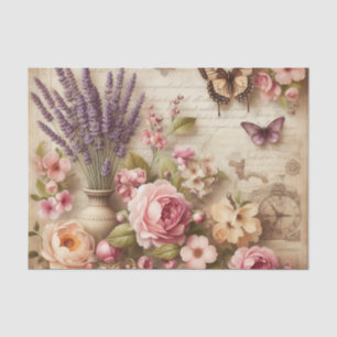 Vintage Floral Bouquet and Butterflies Decoupage  Tissue Paper