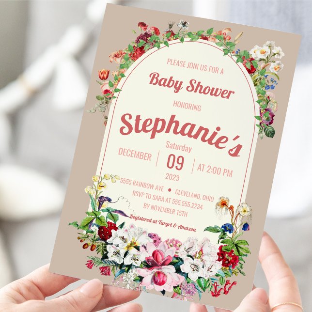 Vintage Floral Bouquet Arch Baby Shower Invitation (Creator Uploaded)