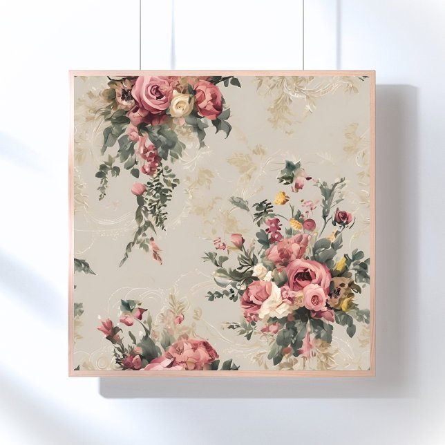 Vintage Floral Bouquet Beige Antique Poster (Creator Uploaded)