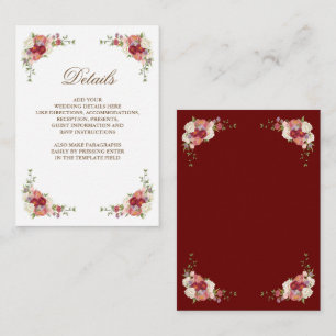 Vintage Floral Bouquet Border Wedding Details Enclosure Card