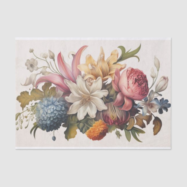 Vintage Floral Bouquet Decoupage Tissue Paper (Front)