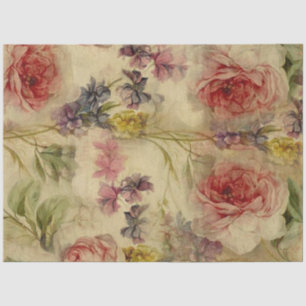 Vintage Floral Bouquet Ephemera Script Decoupage Tissue Paper