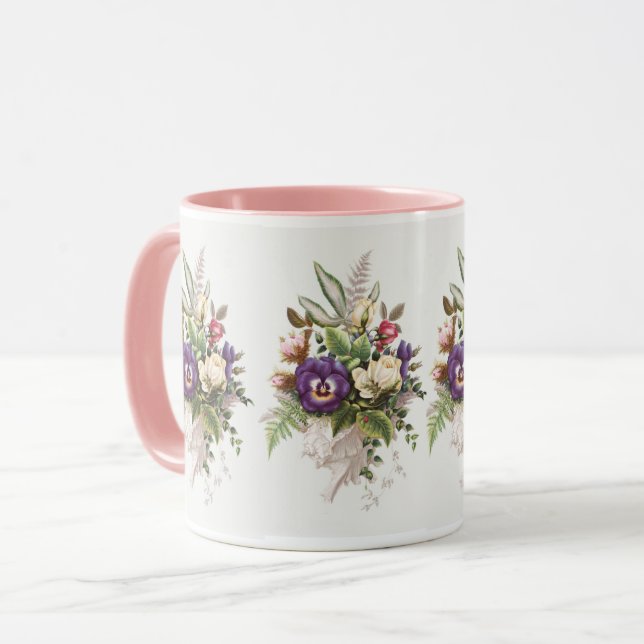 Vintage Floral Bouquet Flowers Design Mug (Front Left)