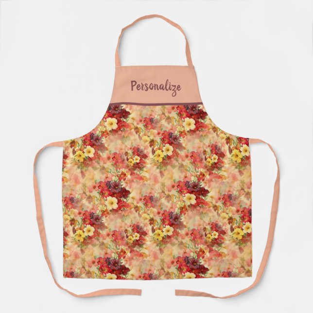 Vintage Floral Bouquet of Flowers Pattern Apron (Front)