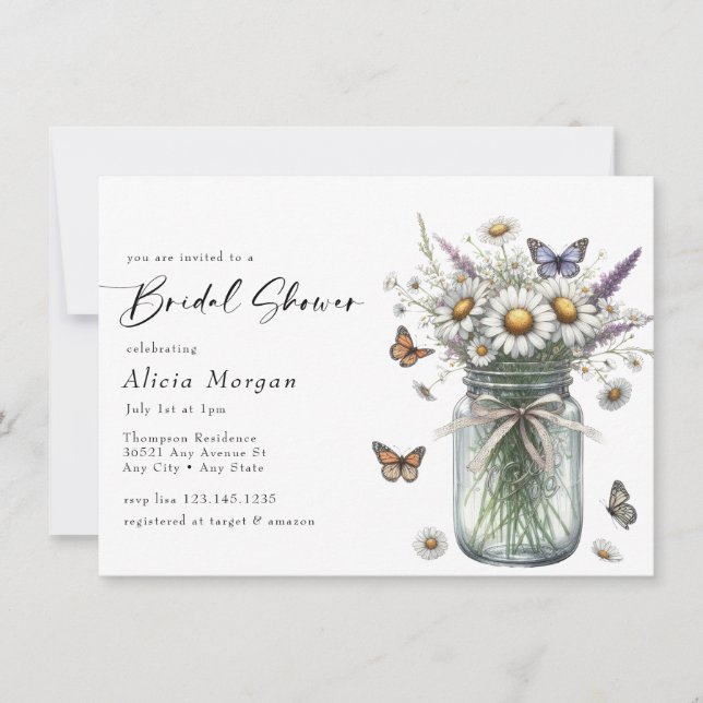 Vintage Floral Bouquet | Rustic Bridal Shower Invitation (Front)