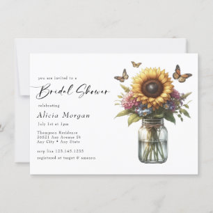 Vintage Floral Bouquet   Rustic Bridal Shower Invitation