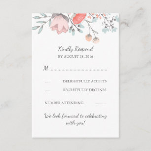 Vintage Floral Bouquet Wedding RSVP Card