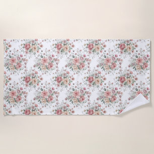 vintage floral bouquets beach towel