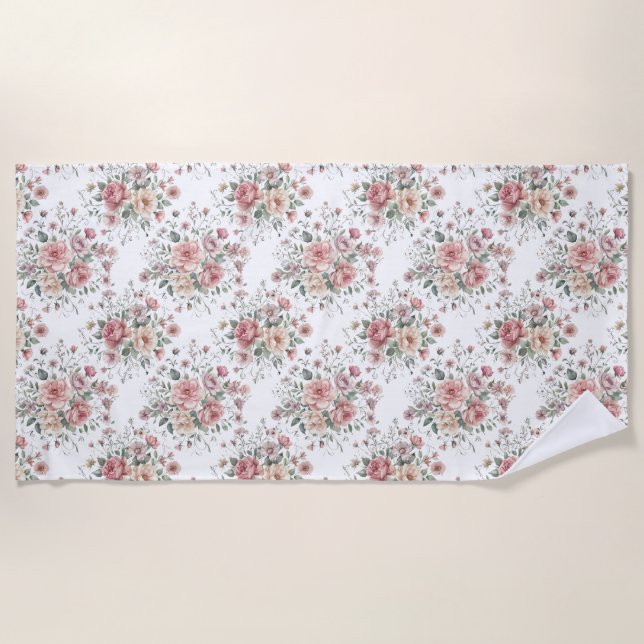 vintage floral bouquets beach towel (Front)
