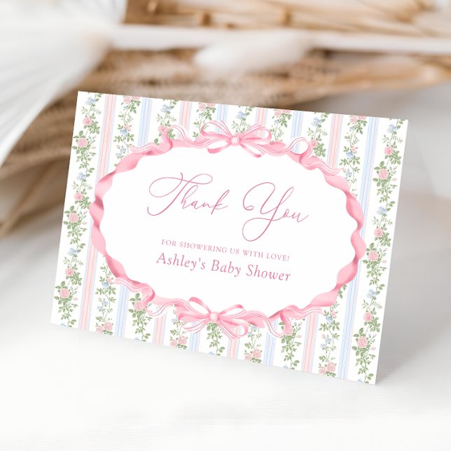 Vintage Floral Bow Baby Shower Thank You (Creator Uploaded)