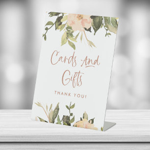 Vintage Floral Bridal Shower Cards and Gifts Pedestal Sign
