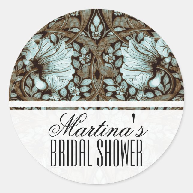 Vintage Floral Bridal Shower Classic Round Sticker (Front)