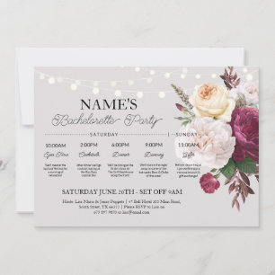 Vintage Floral Bridal Shower Flower Itinerary Invitation