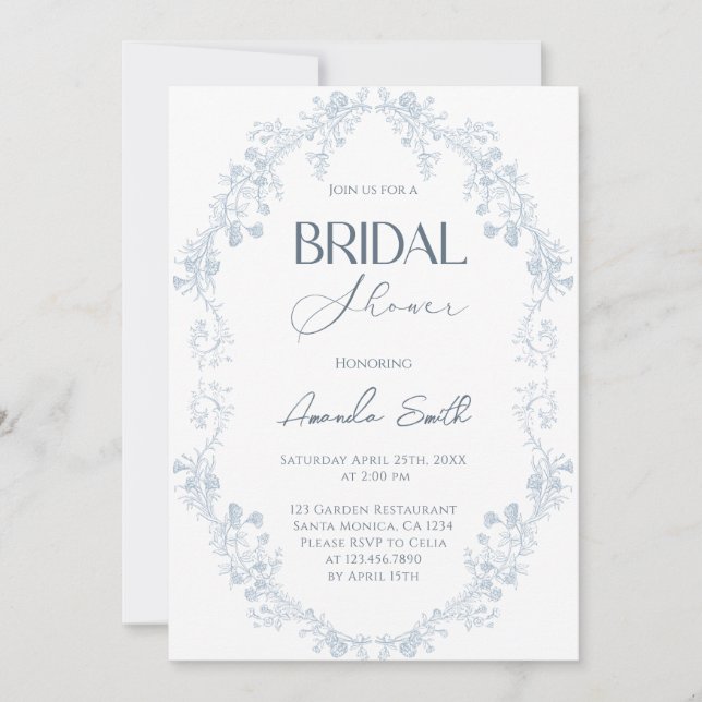 Vintage floral bridal shower invitation (Front)