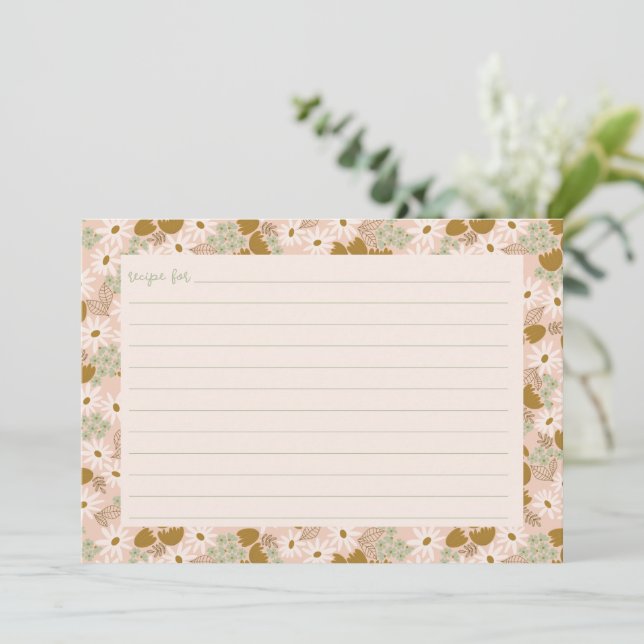 Vintage Floral Bridal Shower Recipe Card (Standing Front)
